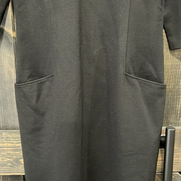 J. McLaughlin Catalyst Dress M Black 3/4 Sleeves Pockets Stretch Knee Length - Picture 4 of 11